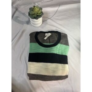 Madewell Wallace Thin Knit Heart Elbow Patches Sweater Top Sz L Wool Blend